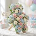 Blommig nallebjörn i skum med stativ, 48,5 cm x 42 cm, H5 cm, 1 styck | Floristik24.se