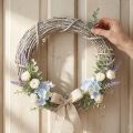 Dekorativ krans, vitkalkad, dörrkrans, shabby chic, Ø42 cm, naturliga grenar, lantlig stil | Floristik24.se