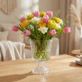 Glasvas med fot dekorativ räfflad glaskopp Ø13cm H19cm | Floristik24.se