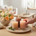 Set med 12 blockljus i brunt, 70x80 mm, genomfärgade - Perfekt för dekoration, wellness och fester | Floristik24.se
