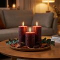 Set med 4 vinröda pelarljus, enfärgade, 70x120mm - Dekorativa ljus för hemmiljö och välbefinnande | Floristik24.se