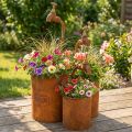 Planteringskruka patina dekorativ metall med kran H25/37/43cm set om 3 st | Floristik24.se