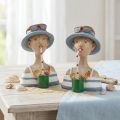 Kvinnlig Byst Cocktail Blå Vit Dekorativa figurer H10,5cm 2st | Floristik24.se