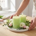 Ljus enfärgade limegröna pelarljus 85×120mm 2 st | Floristik24.se