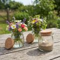Glasdekoration med Kork Vintage Klar Natur Ø7cm H8cm 6 st | Floristik24.se