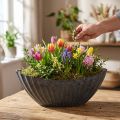 Växtskål med spår oval båt antracit 36cm | Floristik24.se