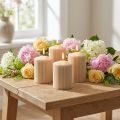Pelarljus beige räfflade ljus 70/90mm 4 st | Floristik24.se