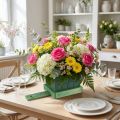 Blommiga skumtegelstenar med träbotten 21cm x 9cm x 8cm 8 st | Floristik24.se