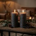 Enfärgade ljus antracit pelarljus 85×150mm 2st | Floristik24.se