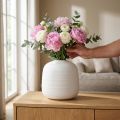 Blomvas, keramikvas, dekorativ vas vit Ø22cm H22,5cm | Floristik24.se