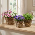 Naturlig korg för plantering, korgdekoration, växtskålar natur L21/19/16cm H21/19/16cm set om 3 | Floristik24.se