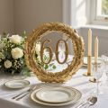 Jubileumsnummer 60 i guld Ø40cm | Floristik24.se