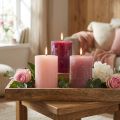 Set med pelarljus, rosa och bärfärger, 70x100 mm, lång brinntid, 12-pack, perfekt för dekoration och present | Floristik24.se