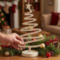 Mini julgransdekoration i metall, leroptik, beige, H30cm | Floristik24.se