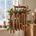 Dekorativ slädebrun vinterdekoration av trä 30x18x12cm | Floristik24.se