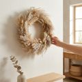 Torkad blomsterkrans, pampasgräs, lagurus, boho hängande dekoration, naturlig dekoration, väggkrans, Ø31cm | Floristik24.se