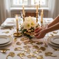 Scatter dekoration guld gingko dekoration gingko blad glitter 3×4cm 72 st | Floristik24.se