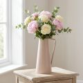 Dekorativ metallvas, dekorativ kanna, rosa, konisk, vintage blomvas, 38 cm | Floristik24.se