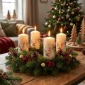Adventskransljusset 1-4 krämfärgade julmotiv RAL-kvalitet Tillverkad i Tyskland 130/70mm 4 st | Floristik24.se