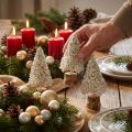 Mini julgransbordsdekoration champagnevit H8cm 12 st | Floristik24.se