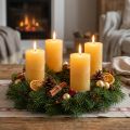 Rustika blockljus, genomgående gulfärgade, för adventskransar och lyktor, set om 4, 70/140 mm | Floristik24.se