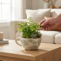 Keramisk kruka med blommönster, rumsdekoration, 18 cm | Floristik24.se