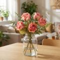Konstgjorda rosor rosa dekorativa rosor med knoppar L44cm 4 st | Floristik24.se