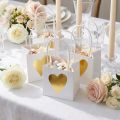 Presentpåsar med handtag vitguld papper 8,5×8,5×8cm 12 st | Floristik24.se