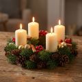 Adventskrans, grankrans med naturliga och konstgjorda kottar, grön dörrkrans Ø30cm, juldekoration | Floristik24.se