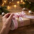 Presentband stjärnor Julband rosa 25mm 20m | Floristik24.se