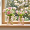 Glasvas, retro, rosatonad, Ø11 cm, H14,5 cm, 2 stycken | Floristik24.se