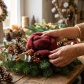 Ullsnöre, dekorativt garn, mörkrött, 10m ullband för blomsterhandel och hantverk | Floristik24.se