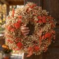 Dekorativ krans torkade blommor blomkrans apelsin kräm Ø25cm | Floristik24.se