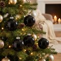 Julkulor glas svarta trädkulor blank Ø7,5cm 12 st | Floristik24.se