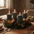 Antracitfärgade pelarljus, räfflade ljus, 70/90 mm, set om 4, adventsdekorationer | Floristik24.se