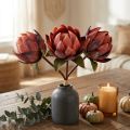 Dekorativa Protea konstgjorda konstgjorda blommor röd-orange 34cm 3st | Floristik24.se