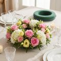 Blommig skumring med bas för arrangemang grön Ø24cm 2 st | Floristik24.se