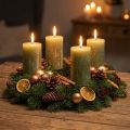 Enfärgade blockljus, olivgröna, 70×120 mm - Lång brinntid 53 timmar, set om 4, marmorerade för dekoration och advent | Floristik24.se