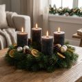 Enfärgade blockljus, antracit, 70x100mm, set om 4 – dekoration, advent, lång brinntid | Floristik24.se