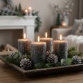 Enfärgade antracitfärgade blockljus, 60x100mm, set om 4, dekorativa ljus, lång brinntid | Floristik24.se