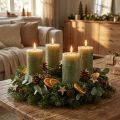 Enfärgade olivgröna blockljus 60×100 mm, set om 4, lantlig stil, bohemisk, advent | Floristik24.se