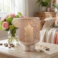 Lykta metall ljusstake glas silver rosa Ø18cm H27cm | Floristik24.se
