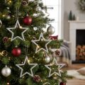 Juldekoration stjärnhänge silver glitter 7,5cm 40p | Floristik24.se