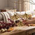 Ginkgo lövhänge, adventsdekoration, metalldekoration för hösten Golden L12cm 12 st | Floristik24.se