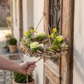 Träkrans för upphängning med krok av björkträ Ø35cm - Naturlig dekoration för våren, makramé, blommor och örter | Floristik24.se