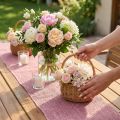 Bordslöpare jute juteband bordsband rosa B15cm L10m | Floristik24.se