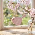 Dekorativ fågel vårdekor hängande dekoration trä rosa 15×8,5cm | Floristik24.se