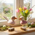Trä fågel deco figur fönsterdekoration vårrosa H15cm 2st | Floristik24.se