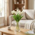 Konstgjorda tulpaner White Cream Real Touch 38cm 7 st | Floristik24.se