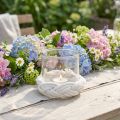 Lykta glas makrame vit flätad Ø13cm H10cm | Floristik24.se